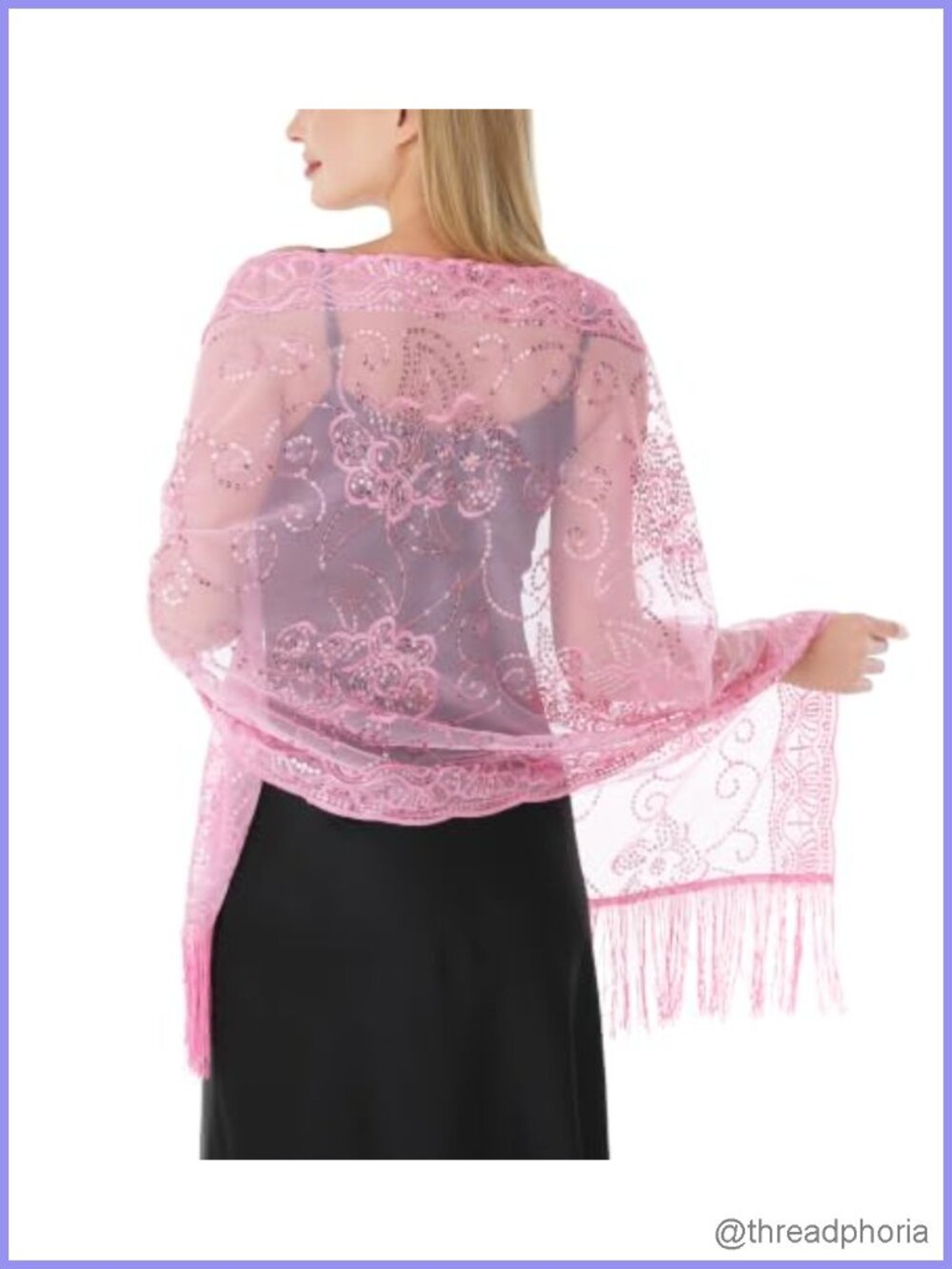Sequin Floral Tulle Shawl Wrap for Evening Dress Bridal Party